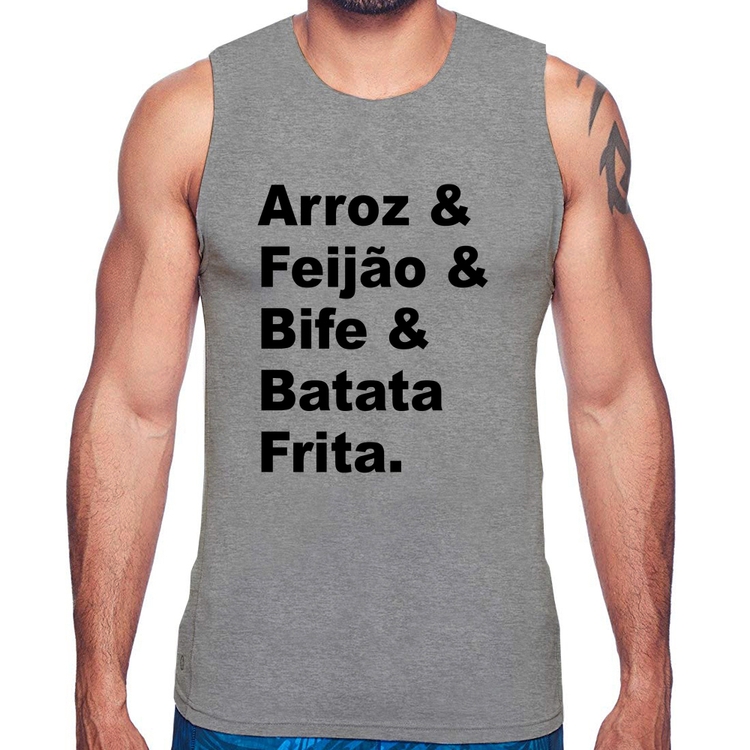 Regata Arroz & Feijão & Bife & Batata Frita - Cinza