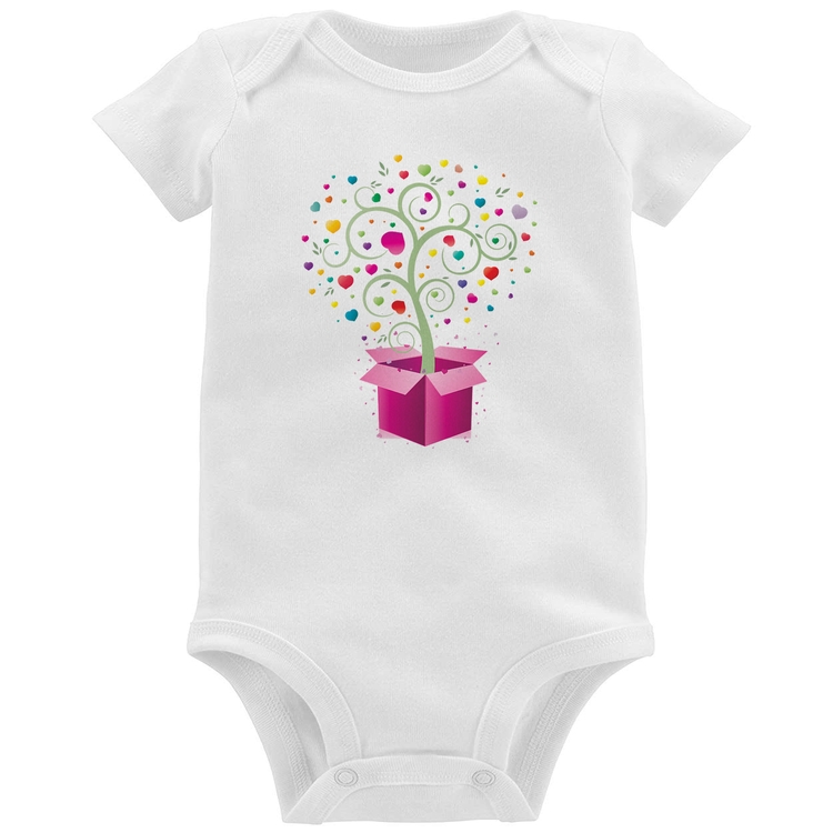 Body Bebê Árvore Corações Caixa