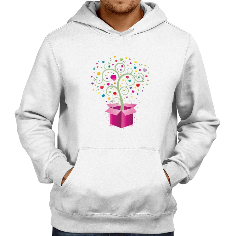 Moletom Árvore Corações Caixa - Branco