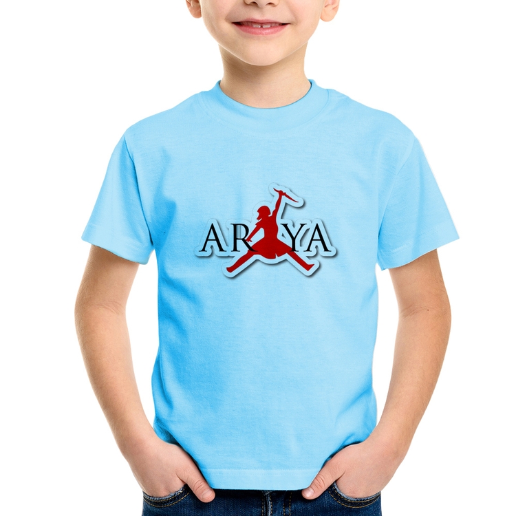 Camiseta Infantil Arya Stark Killing the Night King - Azul Bebê
