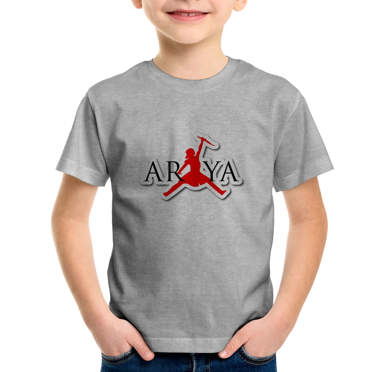 Camiseta Infantil Arya Stark Killing the Night King - Cinza