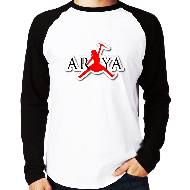 Camiseta Raglan Arya Stark Killing the Night King Manga Longa