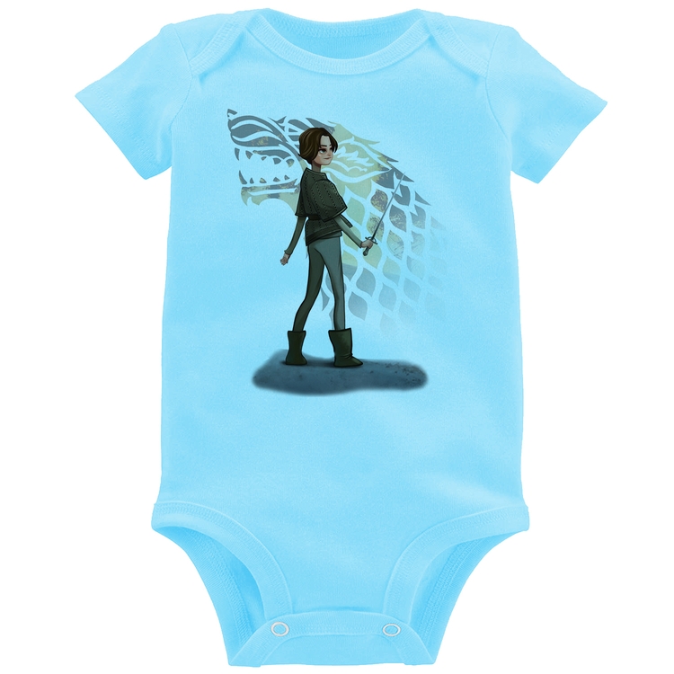 Body Bebê Arya Stark Art - Azul Bebê