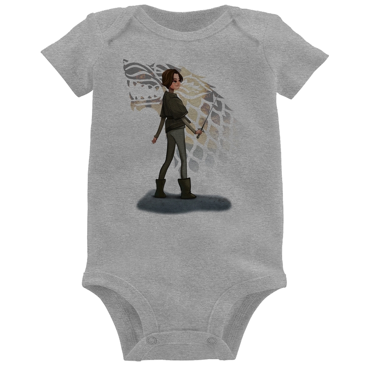 Body Bebê Arya Stark Art - Cinza