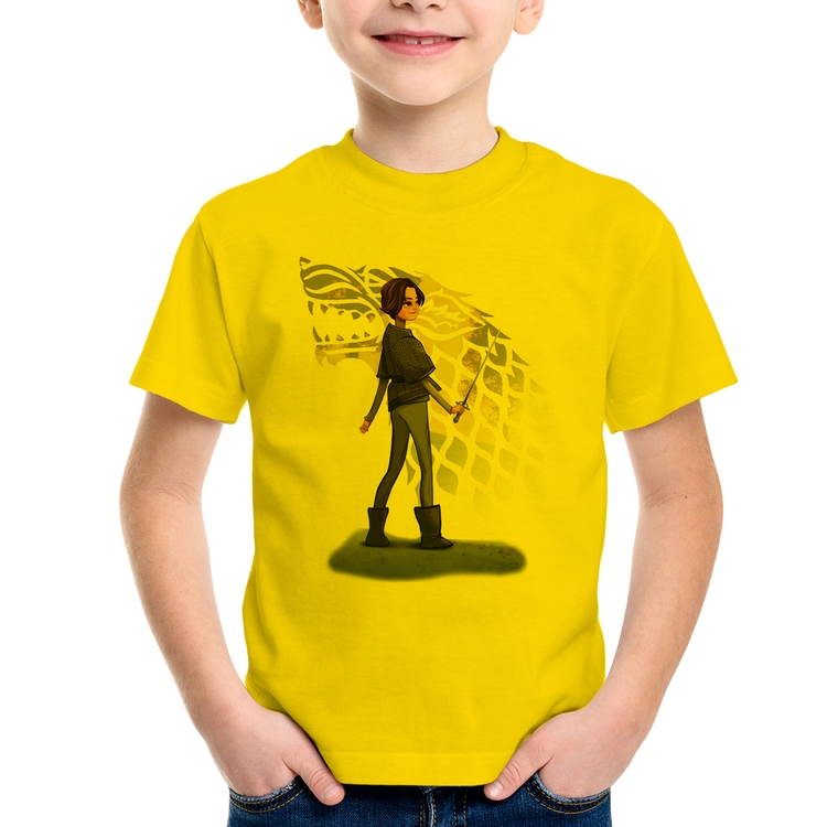 Camiseta Infantil Arya Stark Art - Amarela