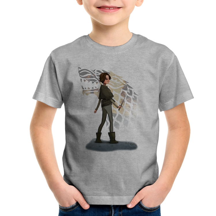 Camiseta Infantil Arya Stark Art - Cinza