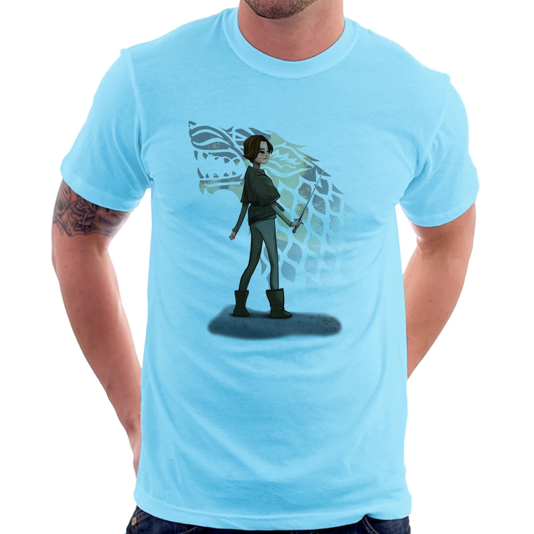 Camiseta Arya Stark Art - Azul Bebê