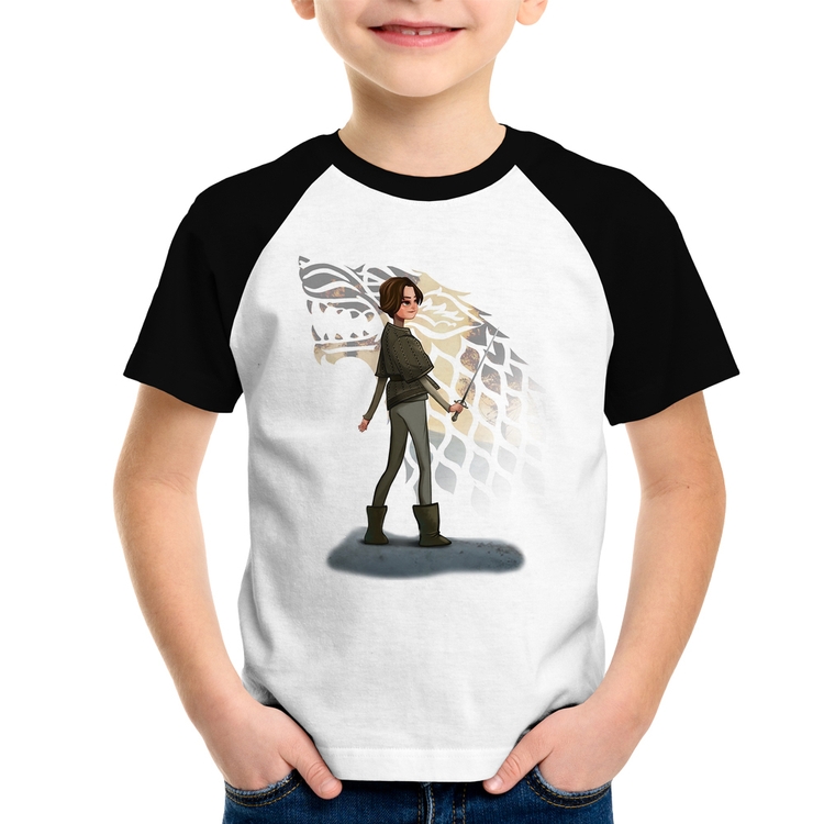Camiseta Raglan Infantil Arya Stark Art