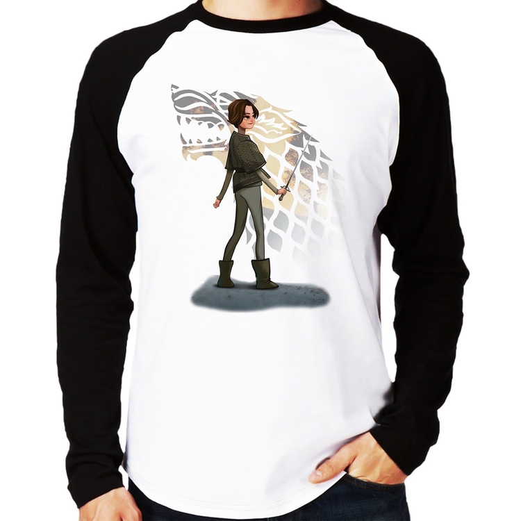 Camiseta Raglan Arya Stark Art Manga Longa