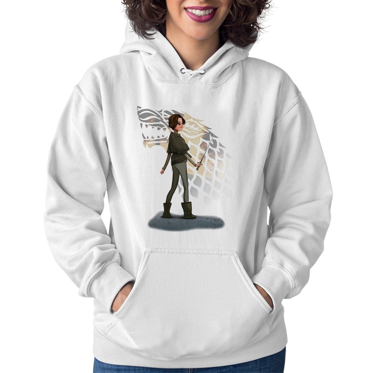 Moletom Feminino Arya Stark Art - Branco