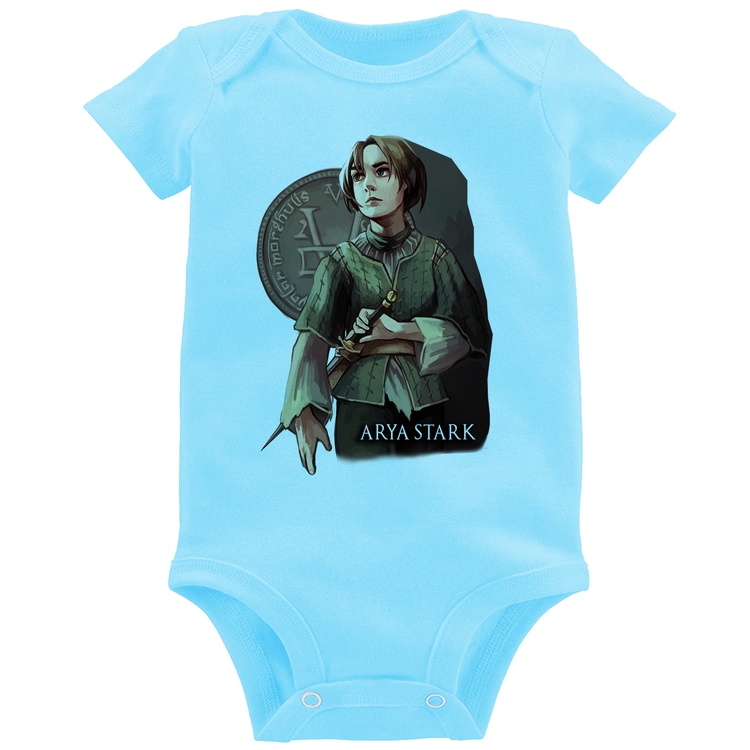 Body Bebê Arya Stark Valar Morghulis - Azul Bebê
