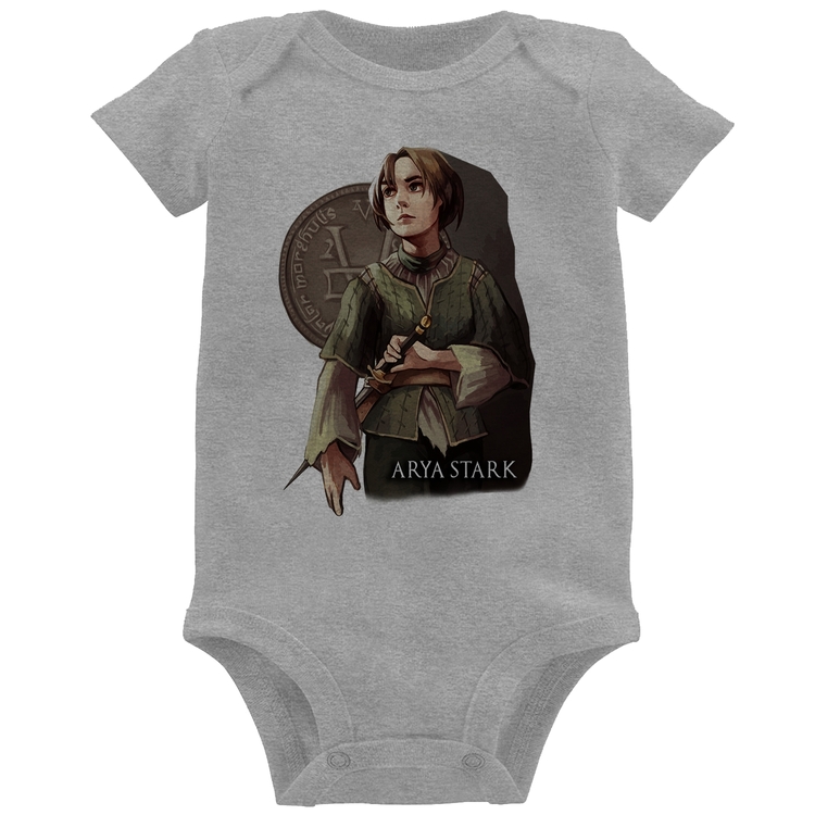 Body Bebê Arya Stark Valar Morghulis - Cinza