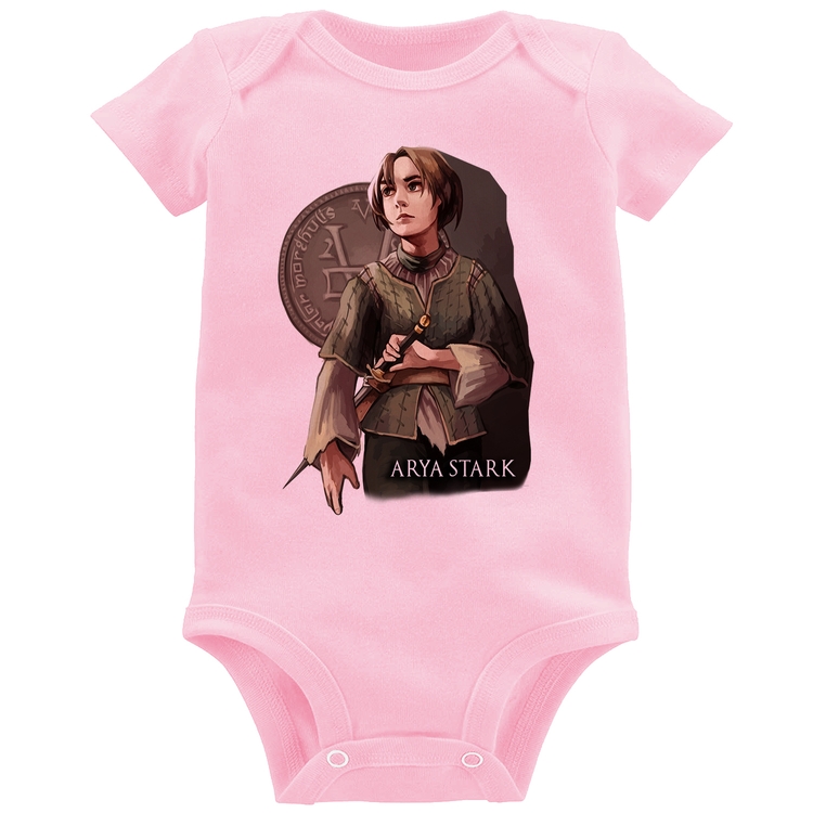 Body Bebê Arya Stark Valar Morghulis - Rosa Bebê