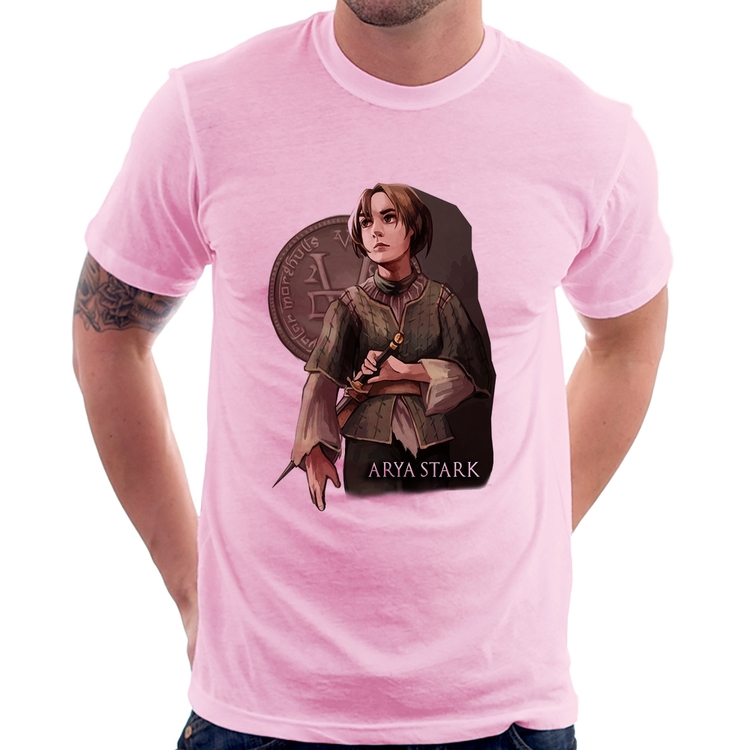 Camiseta Arya Stark Valar Morghulis - Rosa Bebê