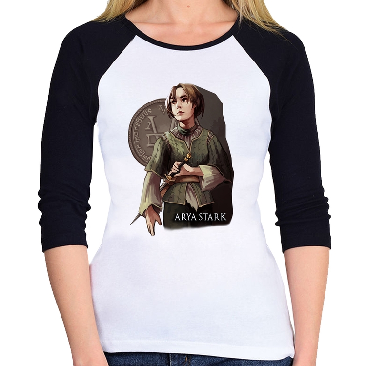 Baby Look Raglan Arya Stark Valar Morghulis Manga 3/4