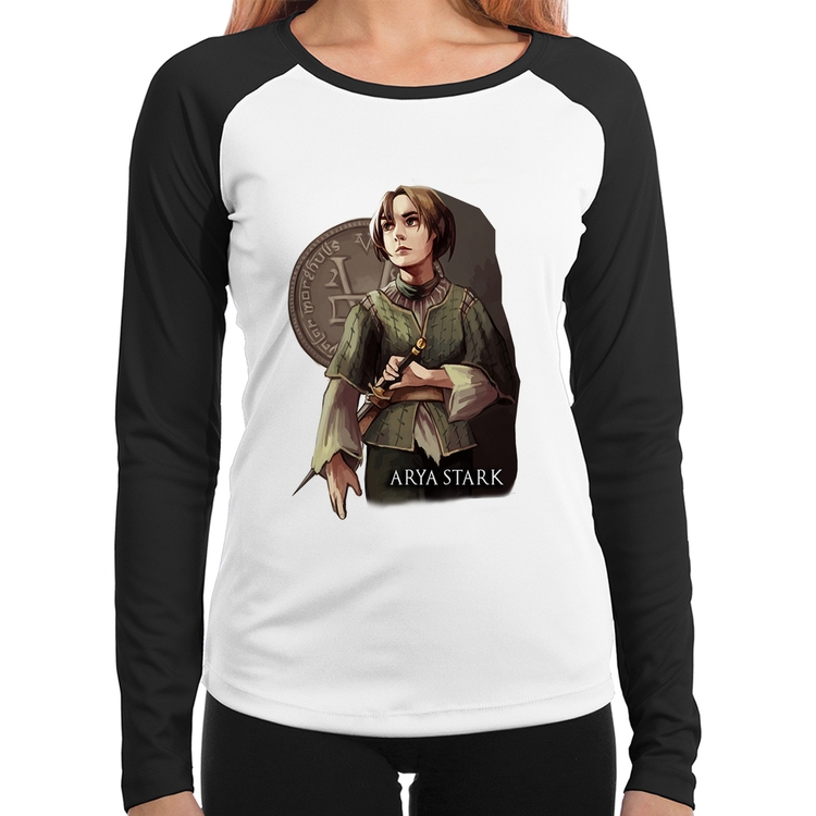 Baby Look Raglan Arya Stark Valar Morghulis Manga Longa