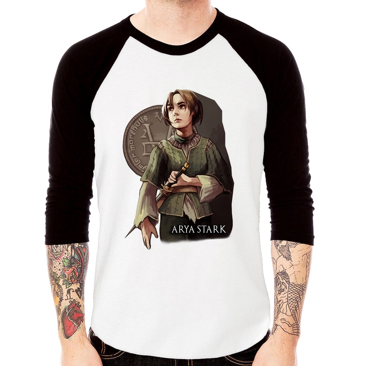 Camiseta Raglan Arya Stark Valar Morghulis Manga 3/4