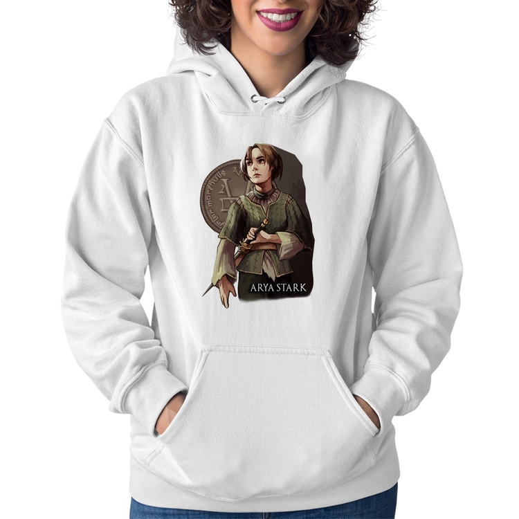 Moletom Feminino Arya Stark Valar Morghulis - Branco