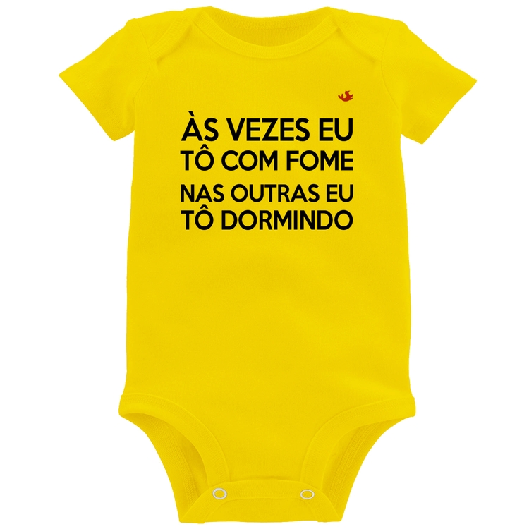 Body Bebê Às vezes eu tô com fome, nas outras eu tô dormindo - Amarelo