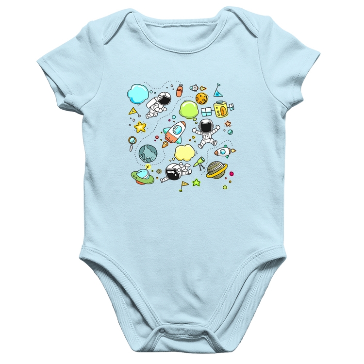 Body Bebê Algodão Astronauta - Azul Bebê