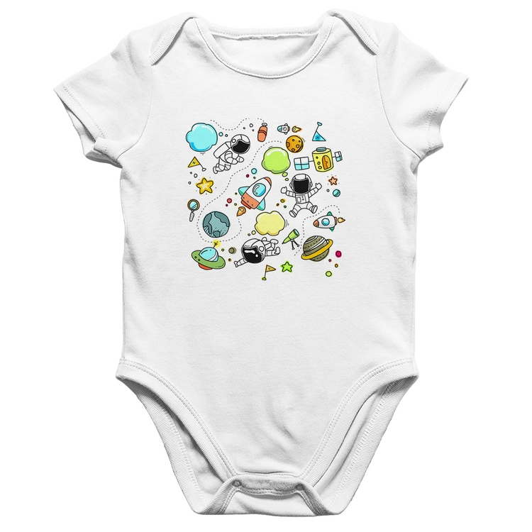 Body Bebê Algodão Astronauta - Branco
