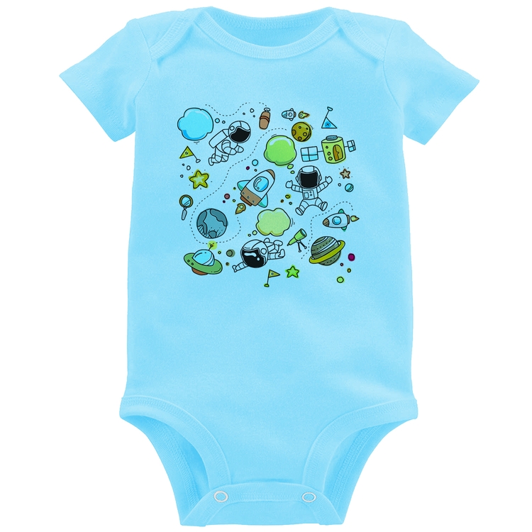 Body Bebê Astronauta - Azul Bebê