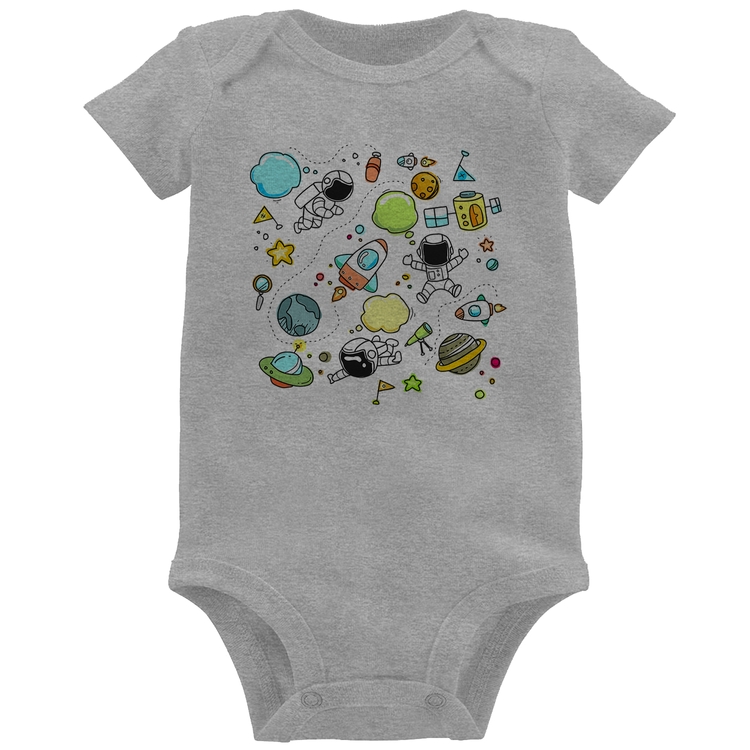 Body Bebê Astronauta - Cinza