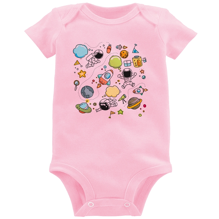 Body Bebê Astronauta - Rosa Bebê