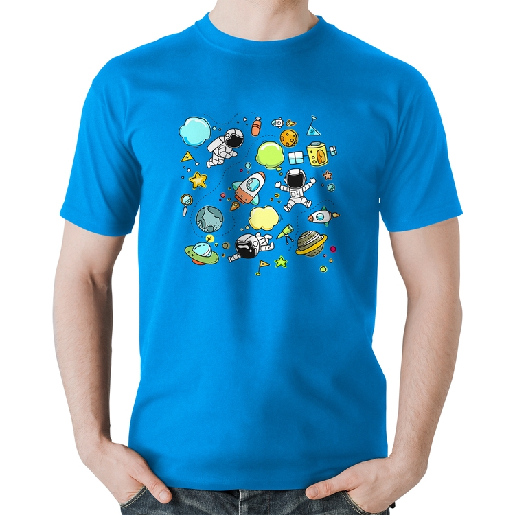 Camiseta Algodão Astronauta - Azul