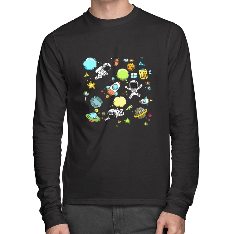 Camiseta Algodão Astronauta Manga Longa