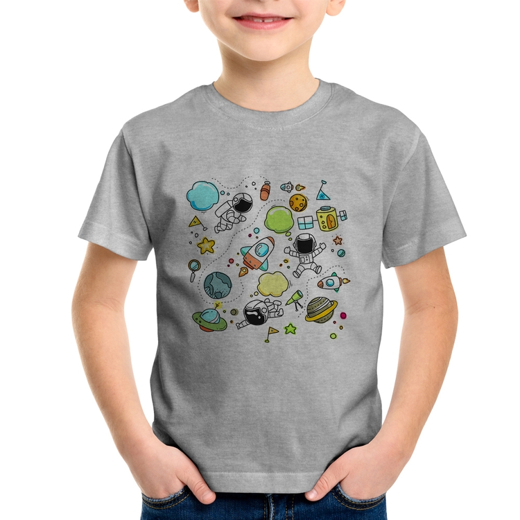 Camiseta Infantil Astronauta - Cinza