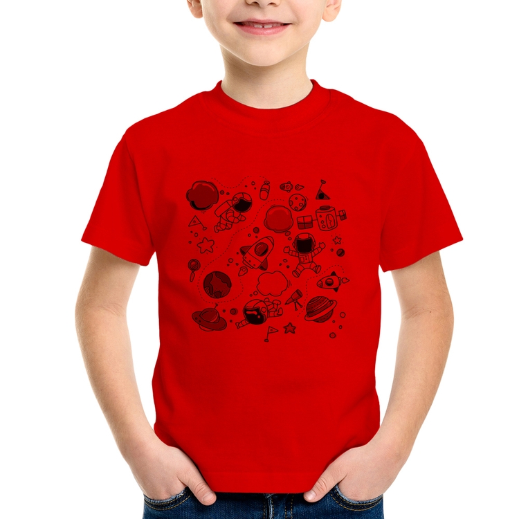 Camiseta Infantil Astronauta - Vermelha