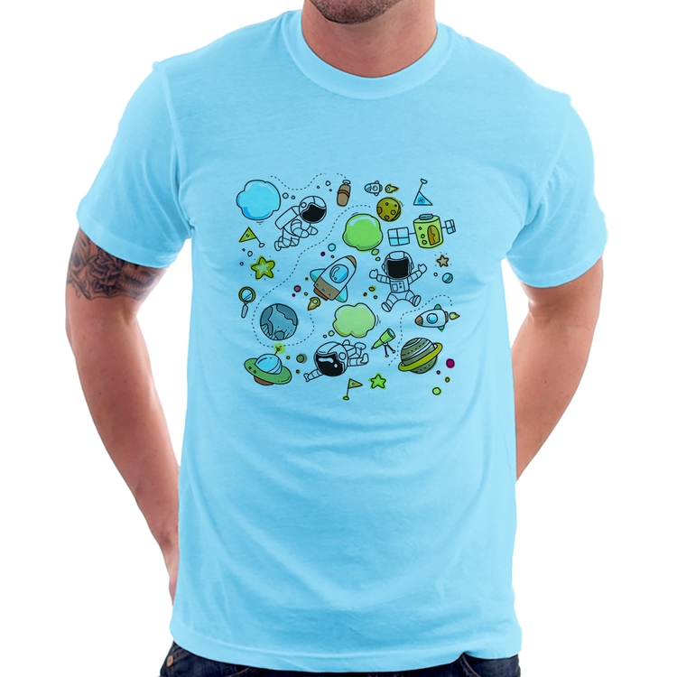 Camiseta Astronauta - Azul Bebê
