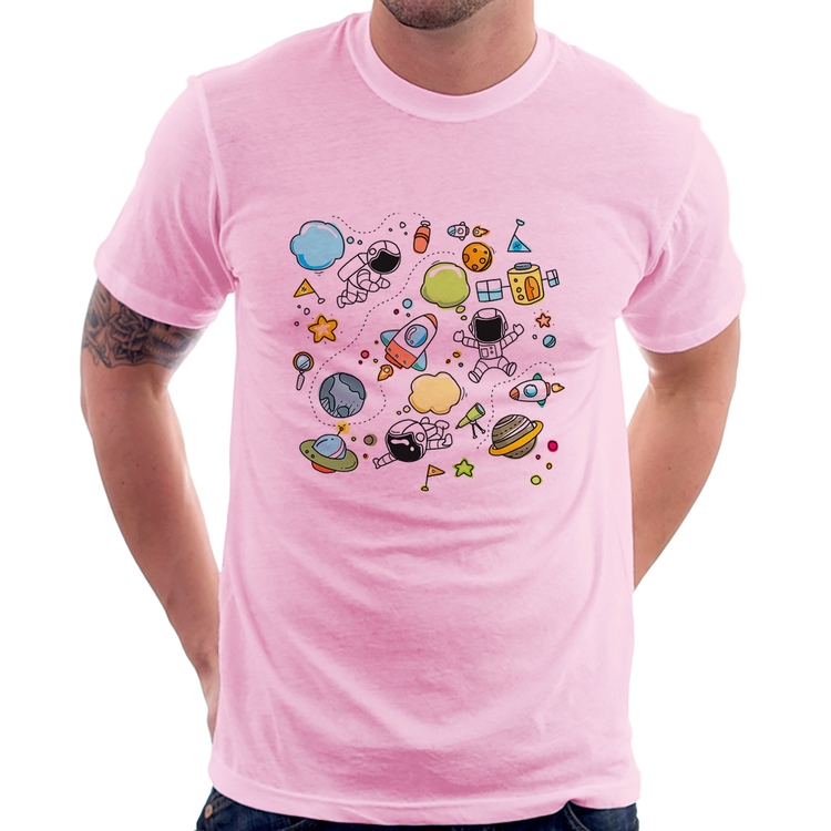 Camiseta Astronauta - Rosa Bebê