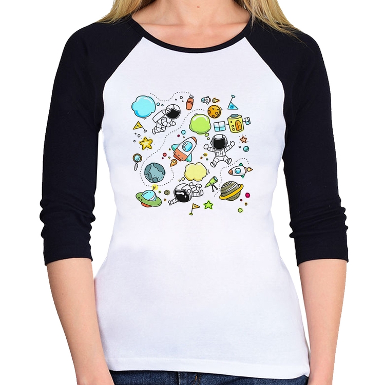 Baby Look Raglan Astronauta Manga 3/4