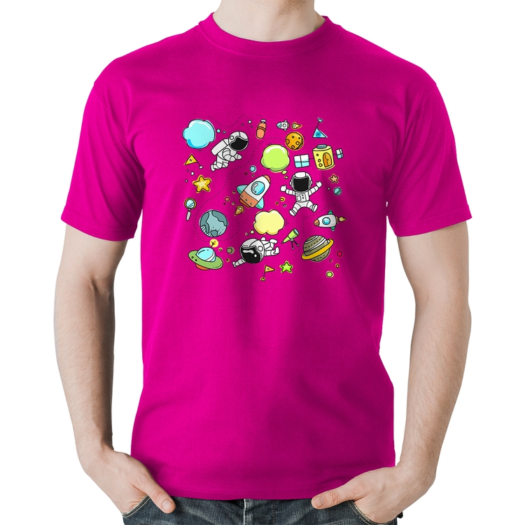Camiseta Algodão Astronauta - Rosa
