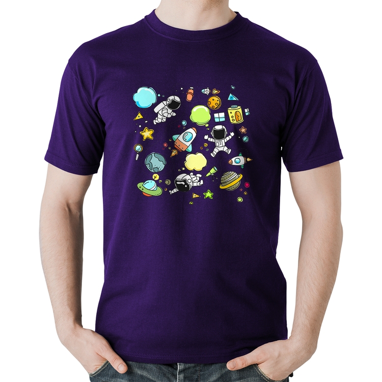 Camiseta Algodão Astronauta - Roxa