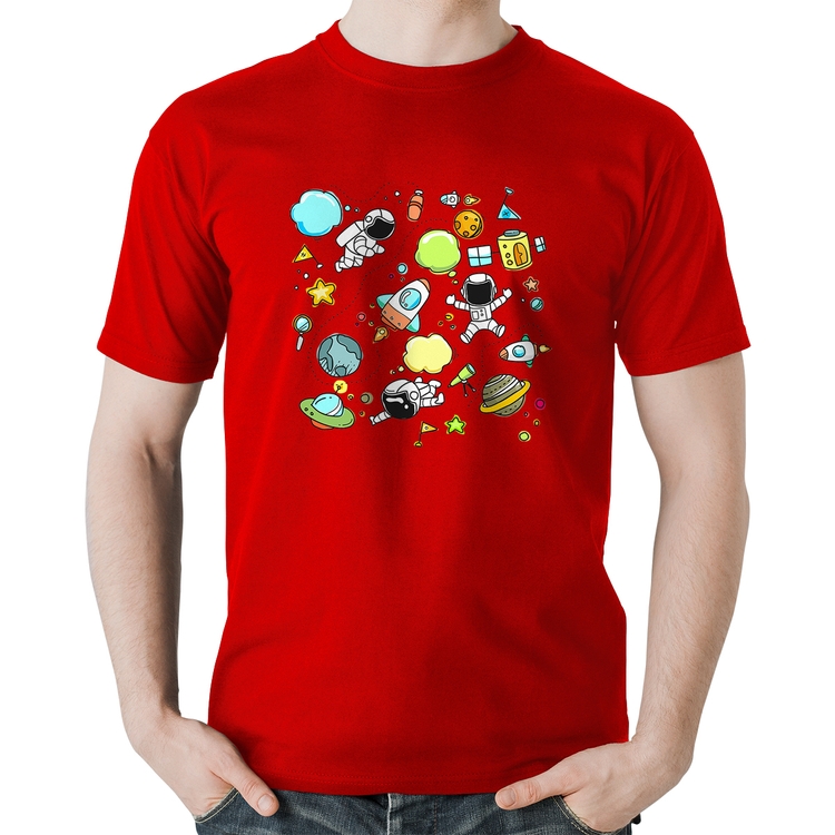 Camiseta Algodão Astronauta - Vermelha