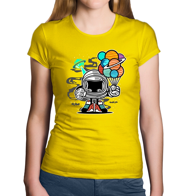 Baby Look Algodão Astronauta Chibi - Amarela