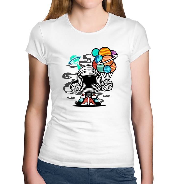 Baby Look Algodão Astronauta Chibi - Branca