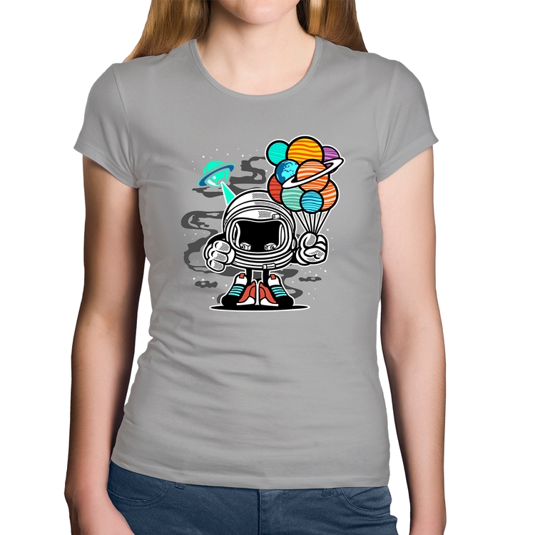 Baby Look Algodão Astronauta Chibi - Cinza