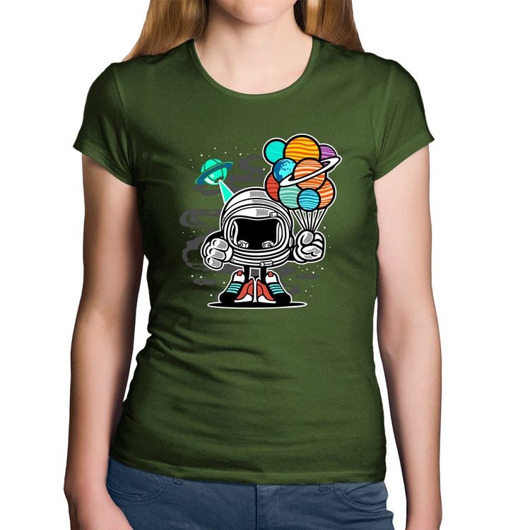 Baby Look Algodão Astronauta Chibi - Musgo