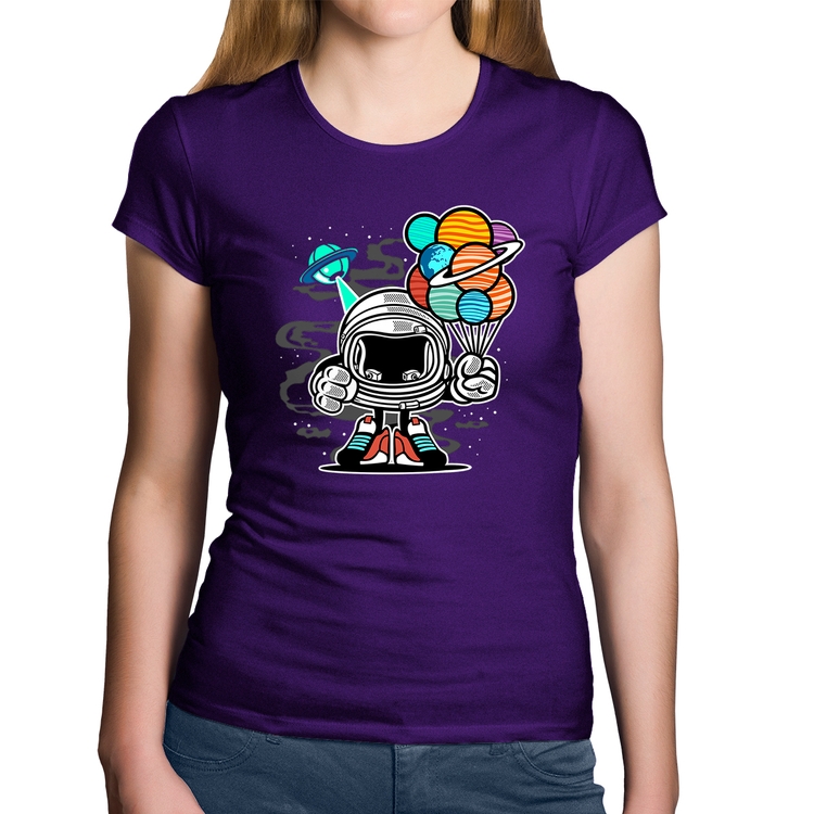 Baby Look Algodão Astronauta Chibi - Roxa