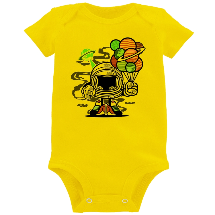 Body Bebê Astronauta Chibi - Amarelo