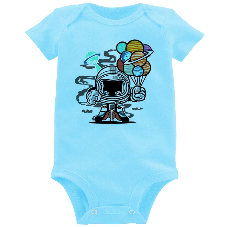 Body Bebê Astronauta Chibi - Azul Bebê