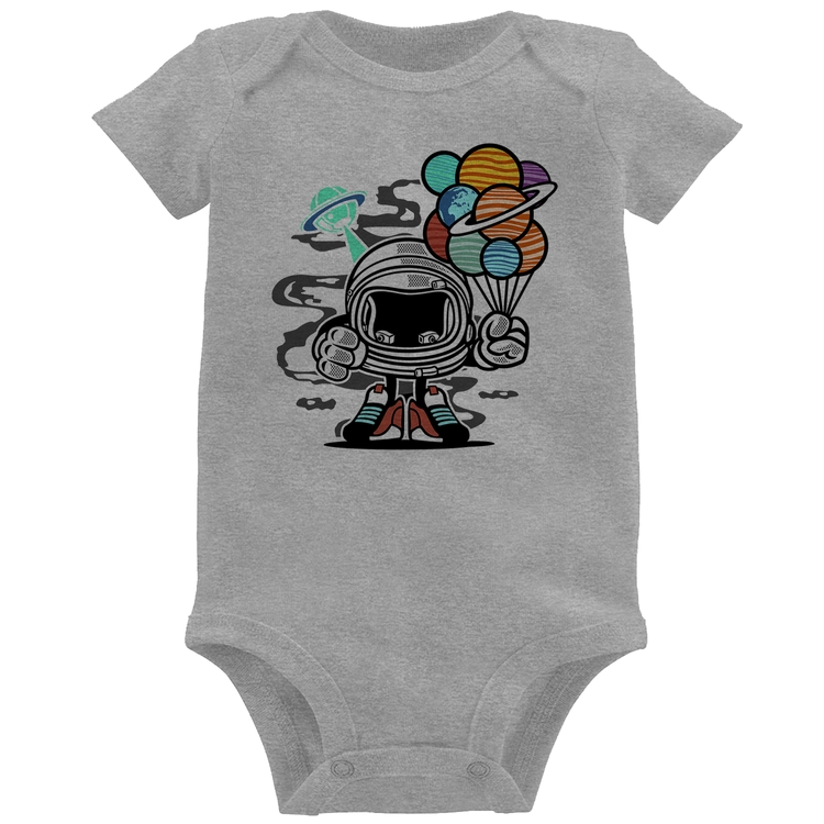 Body Bebê Astronauta Chibi - Cinza