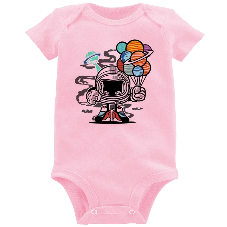 Body Bebê Astronauta Chibi - Rosa Bebê
