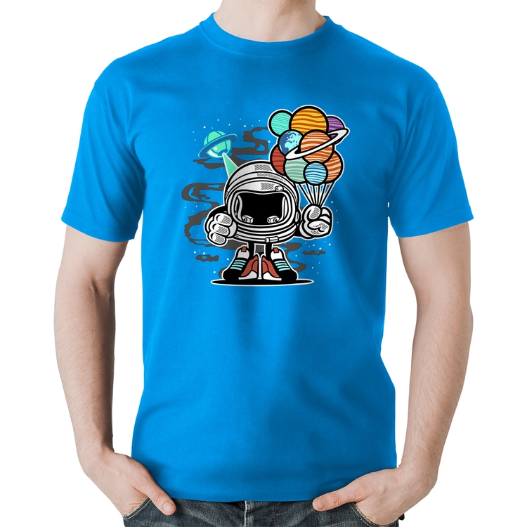 Camiseta Algodão Astronauta Chibi - Azul