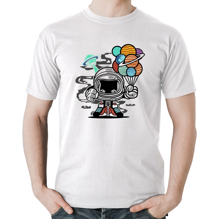 Camiseta Algodão Astronauta Chibi - Branca
