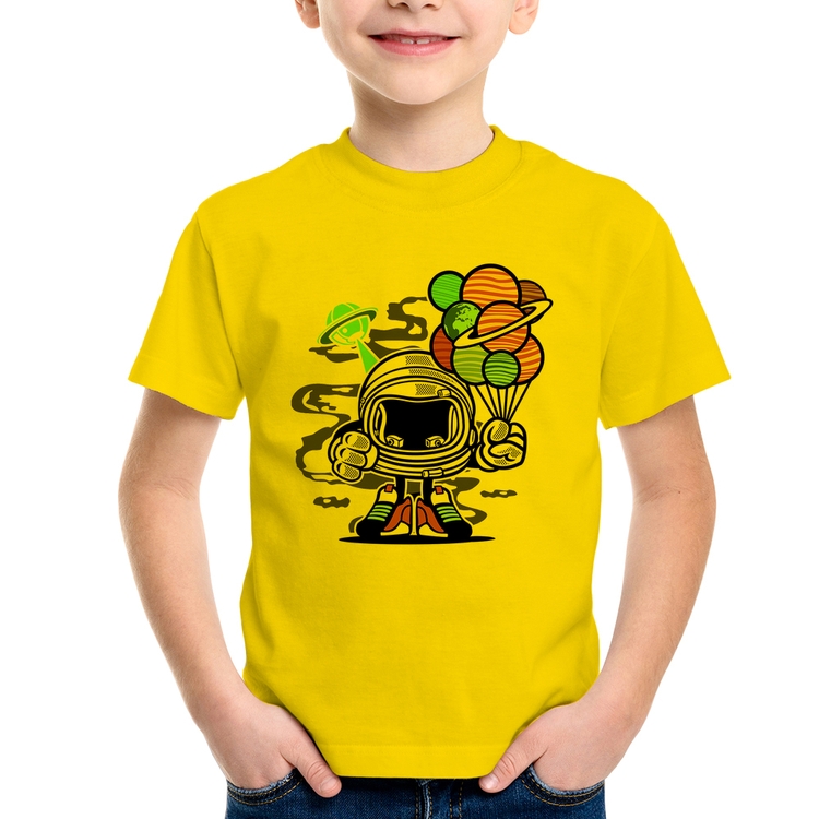 Camiseta Infantil Astronauta Chibi - Amarela